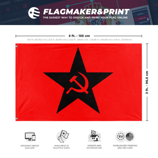A mockup depicting custom flag specifications and measurements for 'Russian Ultranationalist Party flag'