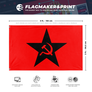 A mockup depicting custom flag specifications and measurements for 'COD Ultranationalist flag'