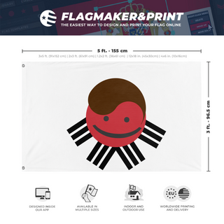 A mockup depicting custom flag specifications and measurements for 'Boo G lillypad flag'