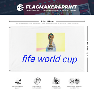 A mockup depicting custom flag specifications and measurements for 'FIFA 2026 World Cup flag'