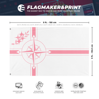 A mockup depicting custom flag specifications and measurements for 'United Republic of Concourse flag'