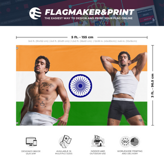 A mockup depicting custom flag specifications and measurements for 'Bad Bunny Flag'