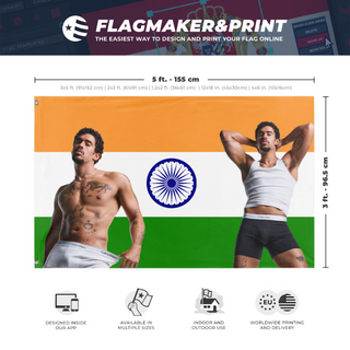 A mockup depicting custom flag specifications and measurements for 'Bad Bunny Flag'