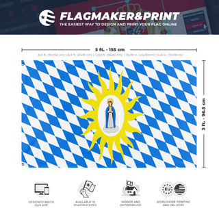A mockup depicting custom flag specifications and measurements for 'Catholic League flag'