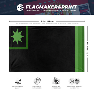 A mockup depicting custom flag specifications and measurements for 'NightcadianSWColonies flag'