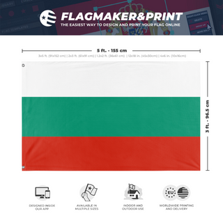A mockup depicting custom flag specifications and measurements for 'T flag'