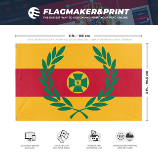 A mockup depicting custom flag specifications and measurements for 'A flag'