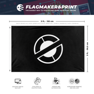 A mockup depicting custom flag specifications and measurements for 'Mulatto Front'