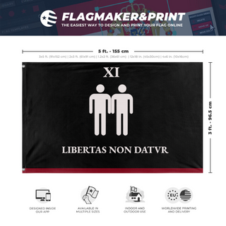 A mockup depicting custom flag specifications and measurements for 'Same Sex flag'