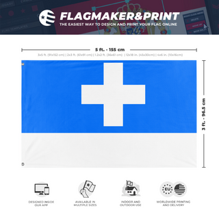 A mockup depicting custom flag specifications and measurements for 'Contents flag'