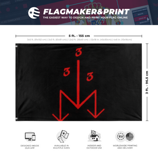 A mockup depicting custom flag specifications and measurements for 'tob flag'
