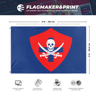 A mockup depicting custom flag specifications and measurements for '11 flag'
