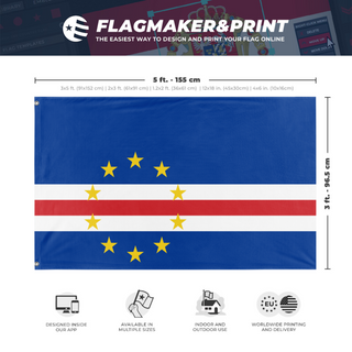 A mockup depicting custom flag specifications and measurements for '1 flag'