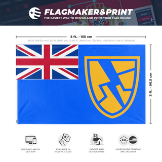 A mockup depicting custom flag specifications and measurements for '12 flag'