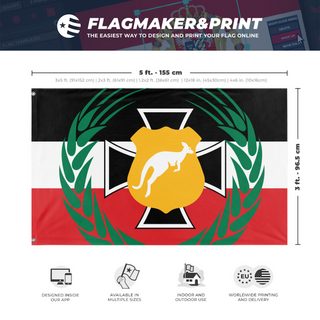 A mockup depicting custom flag specifications and measurements for '66 flag'