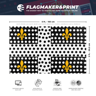 A mockup depicting custom flag specifications and measurements for 'AdP flag'