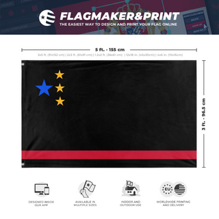 A mockup depicting custom flag specifications and measurements for 'ACCSP flag'