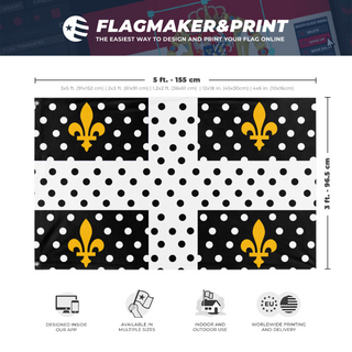 A mockup depicting custom flag specifications and measurements for 'ADP flag'