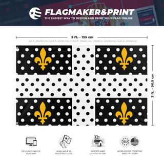 A mockup depicting custom flag specifications and measurements for 'Angine Flag'