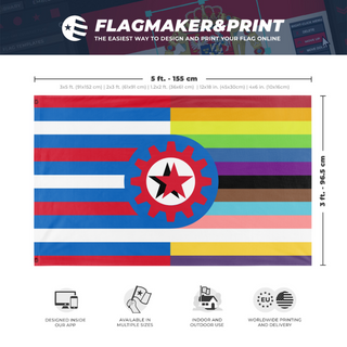 A mockup depicting custom flag specifications and measurements for '7524_Remake7.2 flag'