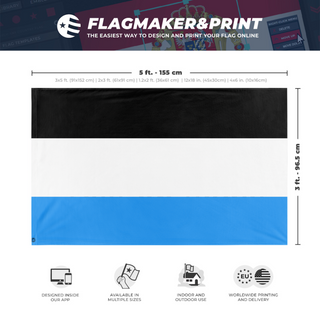 A mockup depicting custom flag specifications and measurements for 'NovaWyke flag'