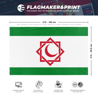 A mockup depicting custom flag specifications and measurements for 'Dahanuh flag'
