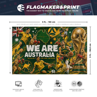 A mockup depicting custom flag specifications and measurements for 'j flag'