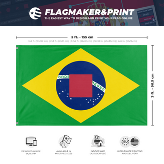 A mockup depicting custom flag specifications and measurements for 't flag'