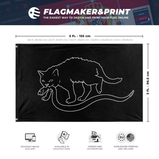 A mockup depicting custom flag specifications and measurements for 'Catsden flag'