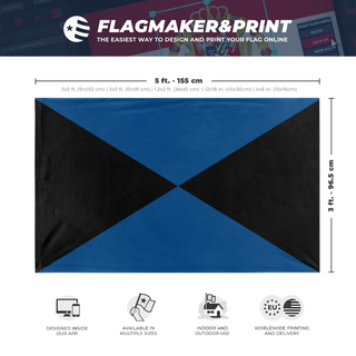 A mockup depicting custom flag specifications and measurements for 'Azerole-Flag'