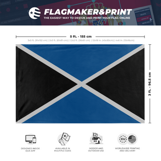 A mockup depicting custom flag specifications and measurements for 'Azerole-Flag-2'
