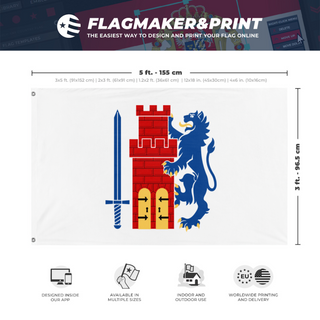 A mockup depicting custom flag specifications and measurements for 'Bohuslan Flag'