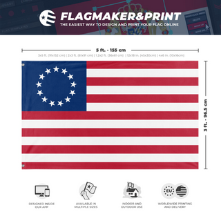 A mockup depicting custom flag specifications and measurements for 'hgh flag'