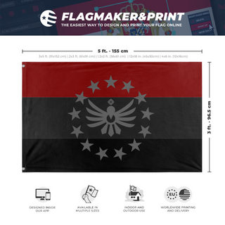 A mockup depicting custom flag specifications and measurements for 'Sitherion Union flag'
