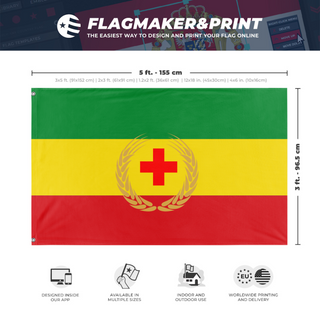 A mockup depicting custom flag specifications and measurements for 'Haile flag'