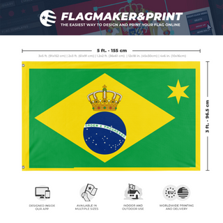 A mockup depicting custom flag specifications and measurements for 'Empire of Brazil flag'