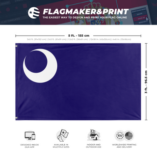 A mockup depicting custom flag specifications and measurements for 'Fort Moultrie flag'