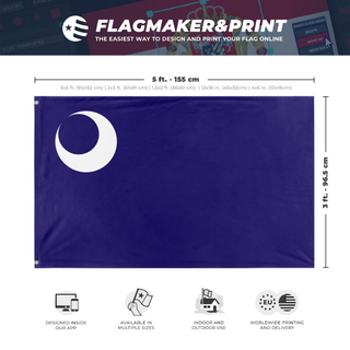 A mockup depicting custom flag specifications and measurements for 'Fort Moultrie flag'