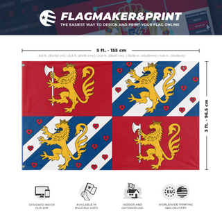 A mockup depicting custom flag specifications and measurements for 'Sweden Norway Union ALT flag'