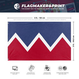 A mockup depicting custom flag specifications and measurements for 'North American Union flag'
