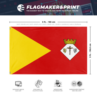 A mockup depicting custom flag specifications and measurements for 'c flag'