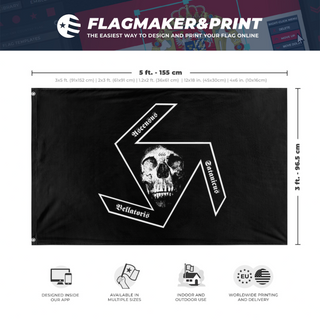 A mockup depicting custom flag specifications and measurements for 'SSP flag'