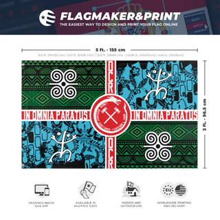 A mockup depicting custom flag specifications and measurements for 'u flag'
