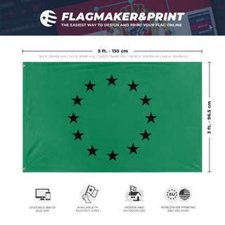 A mockup depicting custom flag specifications and measurements for 'Gais flag'