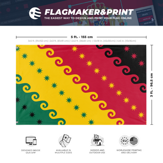 A mockup depicting custom flag specifications and measurements for 'Joduk flag'