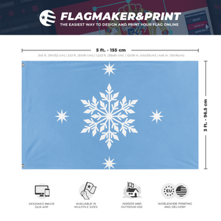 A mockup depicting custom flag specifications and measurements for 'Polar Alliance flag'