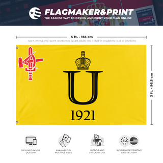 A mockup depicting custom flag specifications and measurements for 'foodist flag'