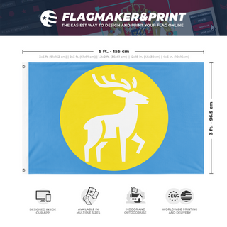 A mockup depicting custom flag specifications and measurements for 'No.1 flag'