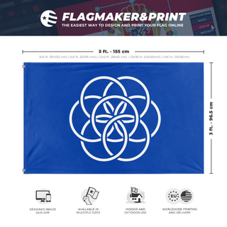 A mockup depicting custom flag specifications and measurements for 'Earth flag'
