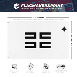 A mockup depicting custom flag specifications and measurements for 'Riaan flag'